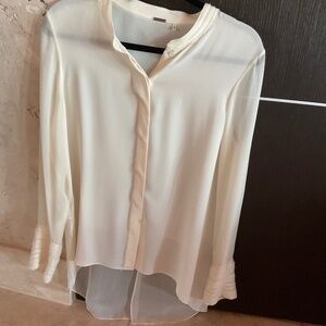 Elie Tahari Silk Blouse Long Sleeve Cream Size Medium